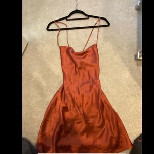 Satin Salmon Mini Dress